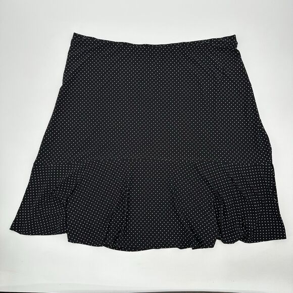 Chaps Skirt 1X Black White Polka Dot A-Line Jersey Knit Pull On Knee Length NEW - Picture 2 of 8
